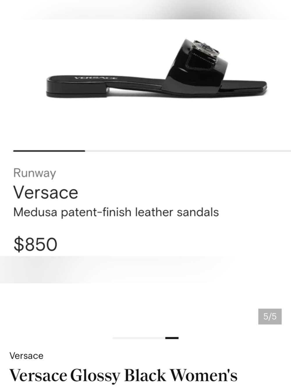 Versace Black Patent Square-Toe Slide Mules with Medusa Coin Size 40 (9) - Picture 4 of 9